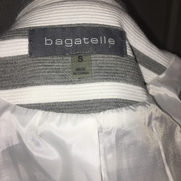 Bagatelle Small Gray & White Stripe Moto Jacket - Picture 4 of 10